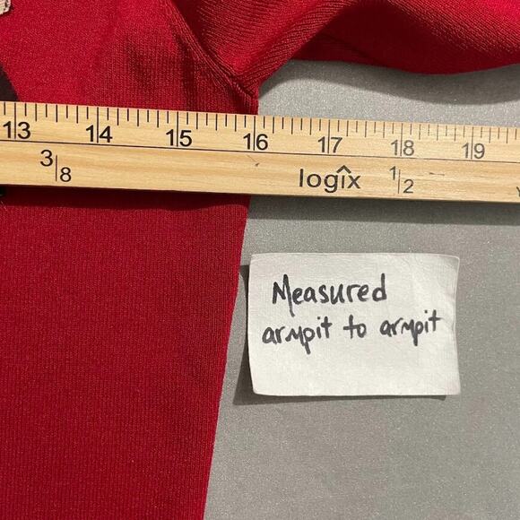 Ruby Rd Size Medium Red 3/4 Sleeve Maximalist Artsy Whimsy Funky Sweater Top - Picture 7 of 9